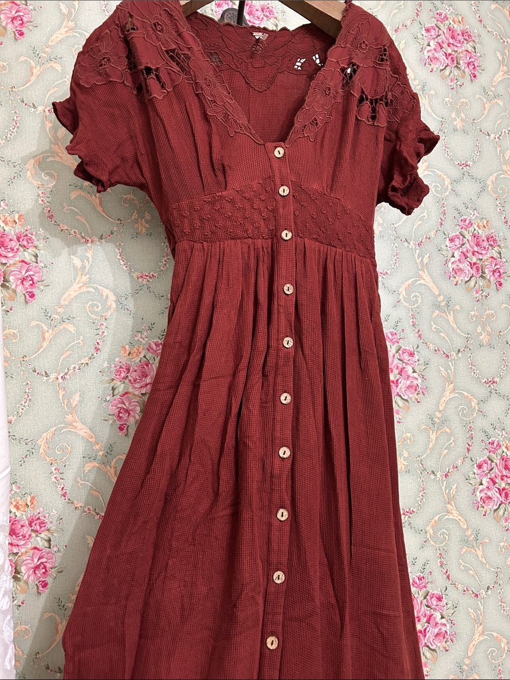 FREE PEOPLE🌷 functional adjustable SOFT button front POCKETS midi maxi dress Med